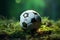 Dynamic imagery, soccer ball on vibrant green pitch, ready for thrilling action