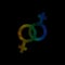 Dynamic line wave LGBTQ+ sexual identity pride concept. Rainbow colors lesbian symbol on black background