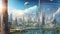 A dynamic and modern metropolis showcasing a futuristic cityscape with an array of towering high-rise buildings, A futuristic city