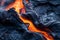 Dynamic molten lava flow close up texture natural 8k wallpaper background