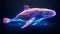 Dynamic Neon Low Poly Whale. Fluid Lines and Gradient Illustration. Generative AI