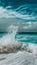 Dynamic Ocean Waves Foamy Splashes Under Cloudy Blue Sky