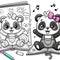 Dynamic Panda Duo: 3D Coloring Book Bliss