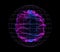 Dynamic particles wave from nodes. 3d sea flow dark array. Vector abstract globe background. Stream by glowing dots