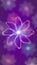 Dynamic Pink Liquid Flower Swirls on Purple Background with Flying Particles