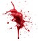 Dynamic Red Blood Splatter on White Background. Generative ai