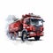 Dynamic Red Fire Truck Watercolour Painting Illustration