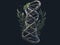 Dynamic representation of a DNA helix merging with nature\\\'s elements. AI Generated