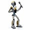 Dynamic Robot With Microphone: Photorealistic Rendering With Yellow Stripes