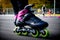 Dynamic Rollerblades A Close Up Snapshot of Realistic Motion.AI Generated