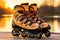 Dynamic rollerblading. experience the thrill of this vibrant outdoor fitness activity