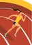 Dynamic running girl on stadium.