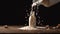 Dynamic shot of a milk bottle being tipped over, splashing creamy milk in mid-air