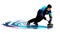 The dynamic silhouette style depicts a curler in action on the ice.