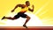 The dynamic silhouette style depicts a male running competitor in action.