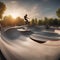 Dynamic skateboard park with skaters performing tricks Energetic and cool illustration for extreme sports themes2