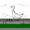 Dynamic Sketch Of Bird Standing On Seashore - Vector Illustration
