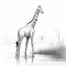 Dynamic Sketch Of Giraffe Standing In Water - Detailed Character Illustration