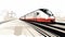 Dynamic Sketch Of A Red And White Train On Rail