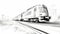 Dynamic Sketch Of A Streamlined Train On Countryside Tracks