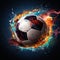 Dynamic soccer ball art, abstract design, sports poster centerpiece