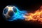 Dynamic soccer ball emits vibrant smoke, perfect for text overlay