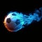 Dynamic soccer ball emits vibrant smoke, perfect for text overlay