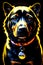 dynamic spectrum lighting high detail amazing quality saturated on black dog in black generated by ai