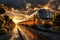 Dynamic summer scene, train stands out under cloudy, hot weather