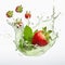Dynamic Tea Splash On Green Strawberry Half - Hd Wallpaper
