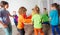 Dynamic and team building games for kids with colorful canopy