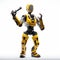 Dynamic Troubadour: Yellow Robot Idol Singer With Microphone