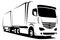 Dynamic vector illustration of an european truck with a trailer delivering goods