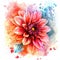 A dynamic watercolor artwork of a dahlia flower