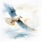 Dynamic Watercolor Seagull Drawing With Religious Symbolism