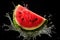 Dynamic Watermelon Splash: Watermelon on a Dark Background with Water Splash - Generative AI