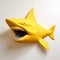 Dynamic Yellow Shark Wall Sculpture: Contemporary Bio-art In Playful Coloration