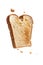 Dynamically flying toasted toast slice as a cut-out, Generative AI