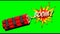 Dynamite explosion boom 2D cartoon animation on a green background. MOV