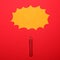 Dynamite stick with empty yellow cloud sign above on red background - Explosion concept - Minimal design