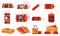 Dynamite sticks set vector flat illustration. Box ready explosives cartridge belt hand detonators