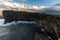 Dyrholaey Area in Iceland. Close to Black Sand Beach. Sunrise. Lighthouse in Background.