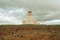 Dyrholaey lighthouse, in Iceland on an overcast cloudy day