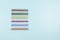 Dyslexia. Different colors reading highlight bookmark overlays strips on light blue background. Reading rulers overlays