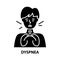 dyspnea icon, black vector sign with editable strokes, concept illustration