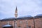 Dzhumaya Mosque in Plovdiv Bulgaria during overcast and cloudy sky background.