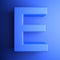 E alphabetic letter blue, isolated on blue background - 3D rendering illustration