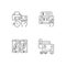 E bank service and security linear icons set