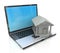 E-banking, e banking, laptop with bank 3d icon