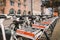 E-Bicycle Rental Station To copenhagen, denmark february 18, 2019. Bycyklen. Electric rental bikes in Copenhagen. Rental bicycle